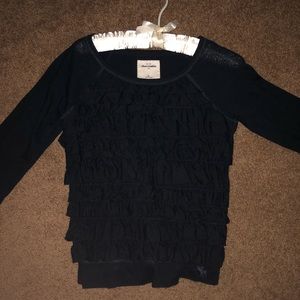 Abercrombie ruffled navy sweater